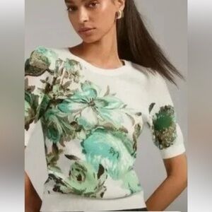 Maeve Anthropologie Harmon Jacquard short/s Sweater